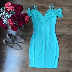 Bodycon Dress with Lace Sleeves